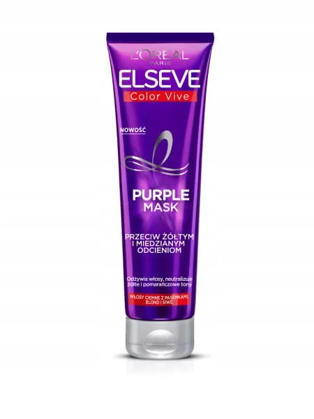 Loreal Elseve Color Vive Purple Mask do włosów, przeciw żółtym i miedzianym odcieniom. 150ml 3600523912698