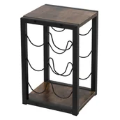 Zestawy do wina - Stojak na wino na 6 butelek 24x21x37,5 cm czarny/drewniany wygląd metalu i MDF ML - miniaturka - grafika 1