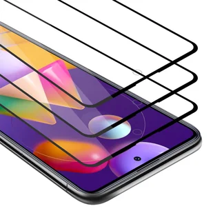 3x Szkło Hartowane Do Samsung Galaxy M31s Folia pancerna Ochronny w PRZEZROCZYSTY Z CZARNYM Tempered Glass Cadorabo - Szkła hartowane na telefon - miniaturka - grafika 1