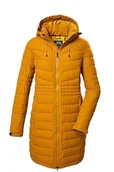 Płaszcze damskie - killtec Damski pikowany płaszcz/płaszcz funkcyjny o wyglądzie puchu z odpinanym kapturem KOW 96 WMN QLTD CT, ciemnomusztardowy, 46, 41812-000 - miniaturka - grafika 1