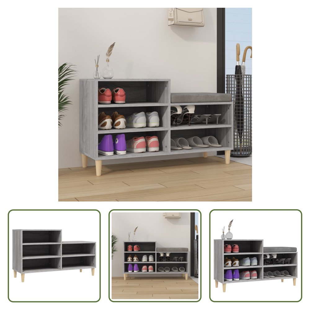 The Living Store Stojak na buty szary Sonoma 102x36x60 cm Materiał drewnopochodny