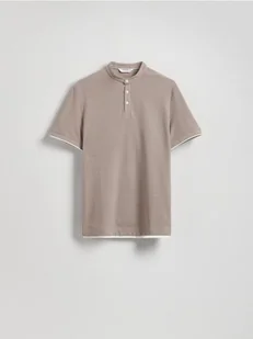 Reserved - Strukturalne polo regular fit - beżowy - Koszulki męskie - miniaturka - grafika 1