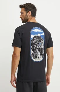 Columbia t-shirt bawełniany kolor czarny wzorzysty - Koszulki męskie - miniaturka - grafika 1