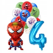 Balony i akcesoria - BALONY SPIDERMAN SPIDEY NA URODZINY ZESTAW BALONÓW SPIDER CYFRA 4 NIEBIESKA - miniaturka - grafika 1