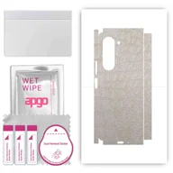 Szkła hartowane na telefon - Folia naklejka skórka strukturalna na TYŁ+BOKI do Samsung Galaxy Z Fold5 -  Skóra Krokodyla Biała - apgo SKINS - miniaturka - grafika 1