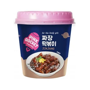 Danie Jjajang Topokki, kluski ryżowe w sosie z fasoli 120g - Pink Rocket - Kuchnie świata - miniaturka - grafika 1