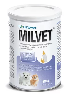 Eurowet Milvet Preparat mlekozastępczy dla szczeniąt i kociąt 800g Eurowet |DLA ZAMÓWIEŃ + 99zł GRATIS! - Mleko dla kociąt i szczeniąt - miniaturka - grafika 1