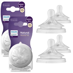 Zestaw 2X Smoczek Do Butelki Dla Dzieci Avent Natural Response 3M+ Dwupak - Butelki dla niemowląt - miniaturka - grafika 1
