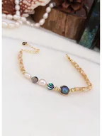 Bransoletki - L'Atelier de Gaia Pozłacana bransoletka z perłami i masą perłową - miniaturka - grafika 1