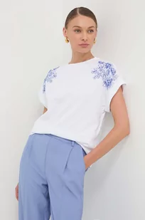 Twinset t-shirt bawełniany damski kolor niebieski - Koszulki sportowe damskie - miniaturka - grafika 1