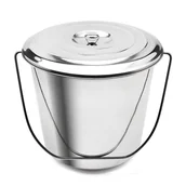 Miotły, szufle, mopy - Wiadro metalowe nierdzewne z pokrywką 12 l mocne - miniaturka - grafika 1