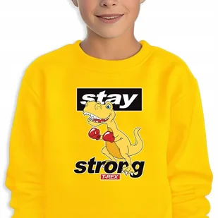 Bluza Dziecięca Żółta T-Rex Stay Strong Wysoka Jakość Wzory -116 Cm (5-6) - Bluzy dla dziewczynek - miniaturka - grafika 1