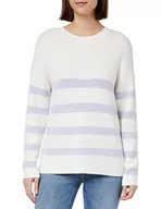 Kurtki damskie - Vila Women's VIRIL Stripe L/S Knit TOP-NOOS kurtka dzianinowa, White Alyssum/Stripes:Sweet Lavender, L, White Alyssum/Stripes:sweet Lavender, L - miniaturka - grafika 1