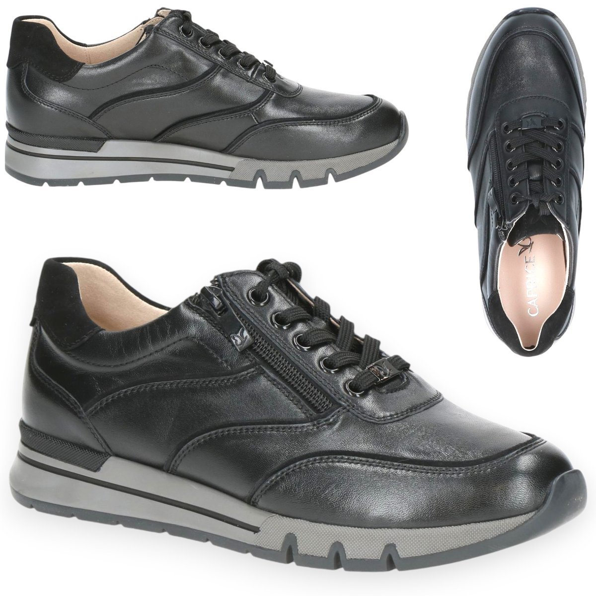 Półbuty damskie skórzane Caprice wygodne Sneakersy sportowe czarne modne 38