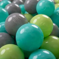 Zabawki do kąpieli - KiddyMoon, plastikowe piłeczki 7cm jasny zielony-jasny turkus-szary 50 - miniaturka - grafika 1