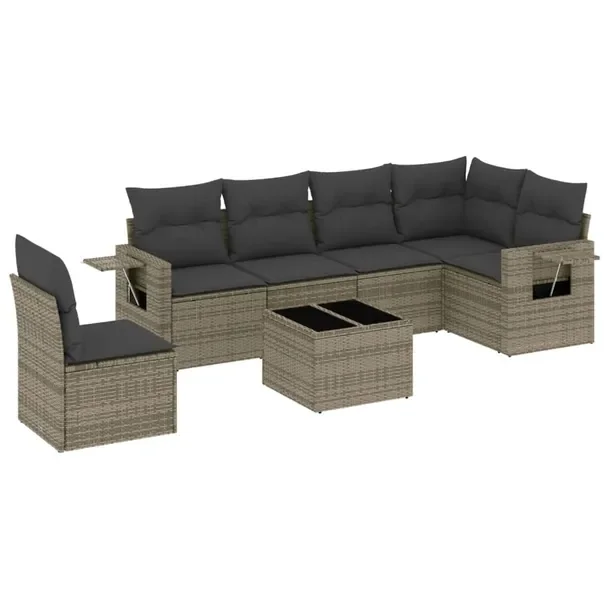 Zestaw mebli ogrodowych modułowych szary rattan PE 62 x 62 x 69 cm