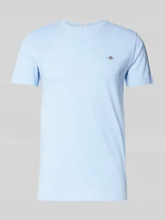 T-shirt o kroju slim fit z wyhaftowanym logo - Koszulki męskie - miniaturka - grafika 1