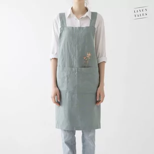 Zielony lniany fartuch Linen Tales Crossback, dł. 80 cm - Fartuchy i rękawice kuchenne - miniaturka - grafika 1