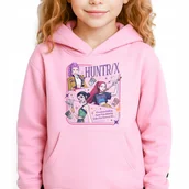 Bluzy dla dziewczynek - Bluza Dziecięca Różowa Z Kapturem HUNTRIX Muzyka Bajka Kpop Wz Rozm 164 cm - miniaturka - grafika 1