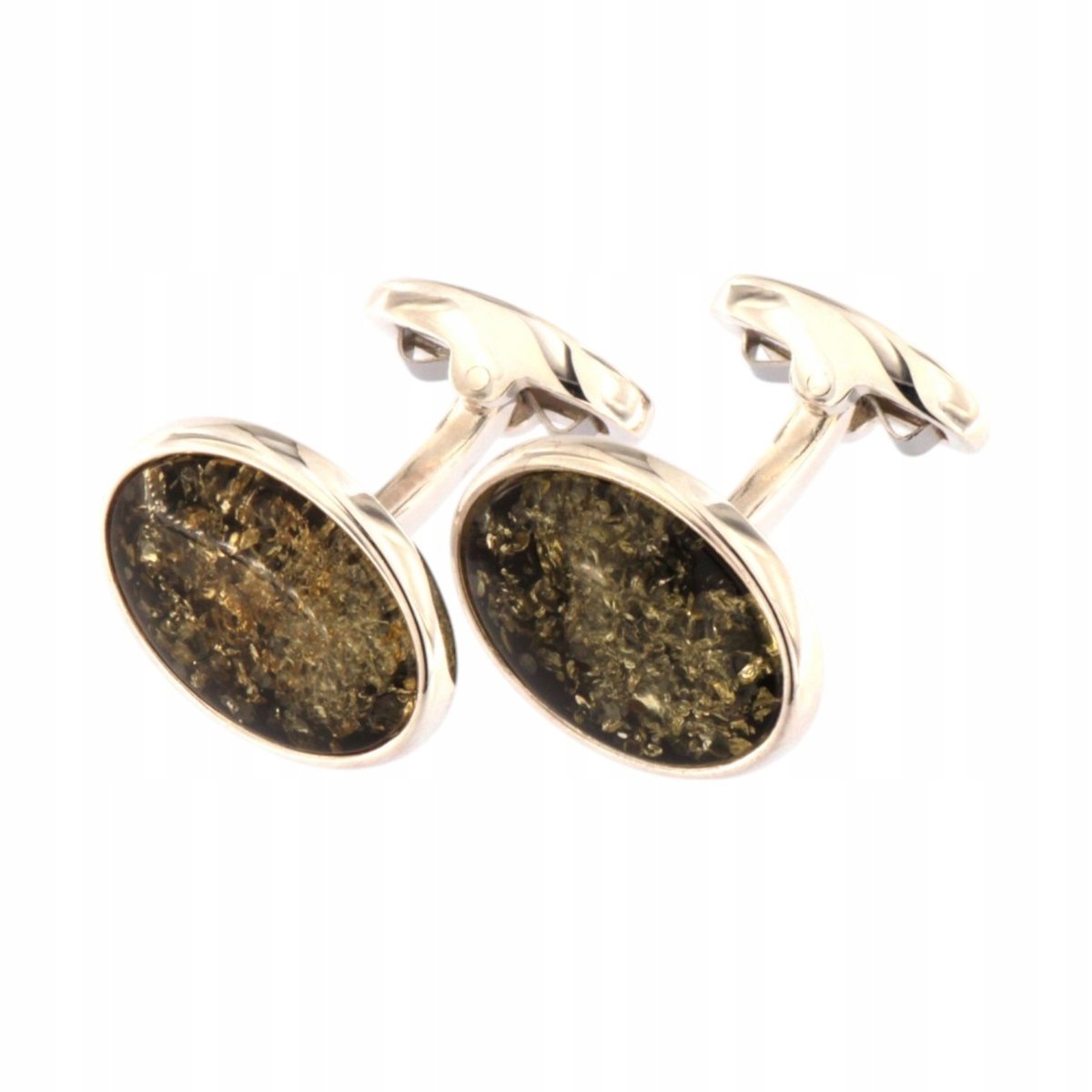 Spinki Do Mankietów Z Bursztynem Srebrne Męskie Do Koszuli