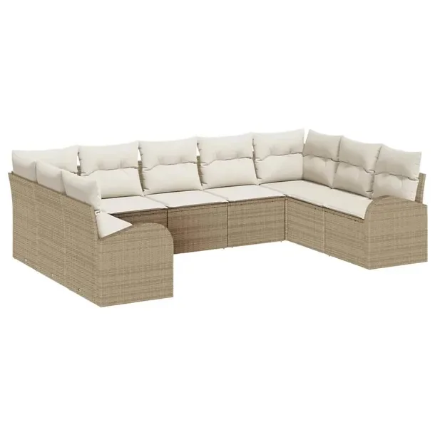 Zestaw Sof Ogrodowych Modułowych Beżowo-Białych, Rattan, 70 cm Głęboko