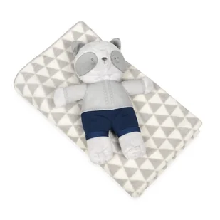 Kocyk w trójkąty z maskotką 75x100 Panda David BabyMatex - Koce i narzuty dla dzieci - miniaturka - grafika 1