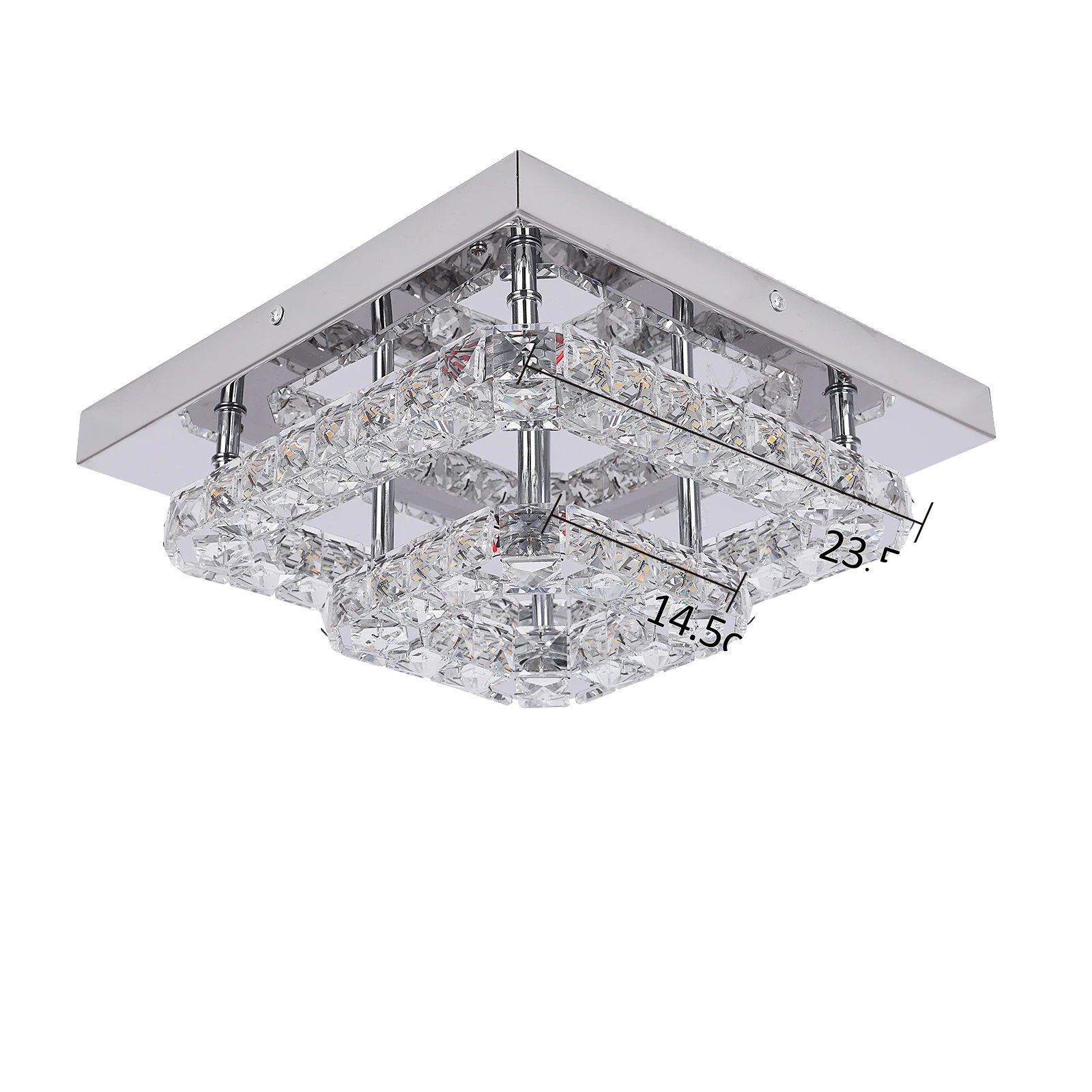 Żyrandol sufitowy, kryształowe oświetlenie LED, nowoczesny kwadratowy design, 3mf2, regulowany