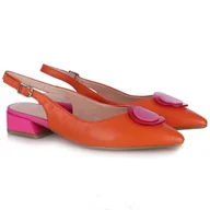 Czółenka - Czółenka damskie z odkrytą piętą D&A S.Barski CR51-012 ORANGE 39 - miniaturka - grafika 1