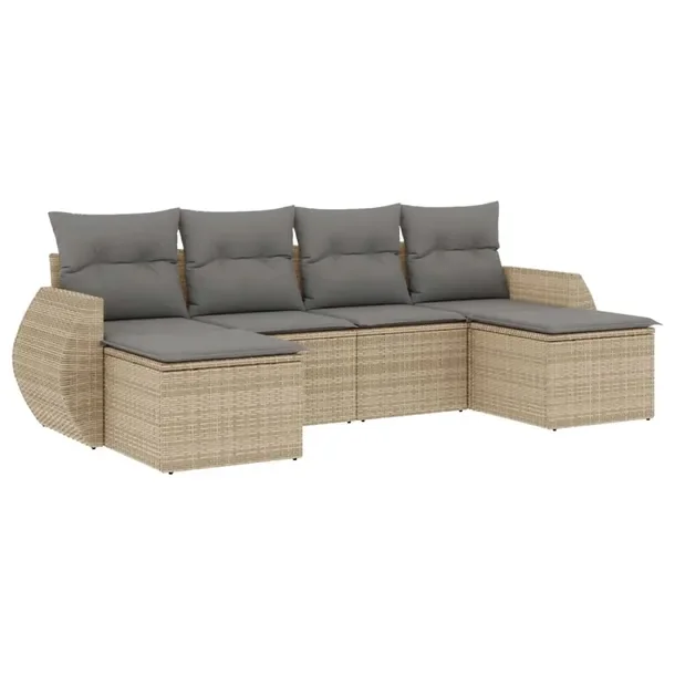 Beżowy zestaw wypoczynkowy z rattanem PE, wymiary: 71x62x69 cm, 55x62x69 c