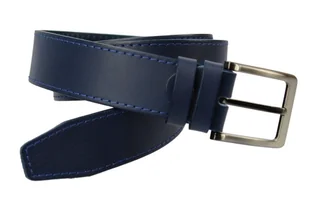 Pasek Męski Skórzany PAS-MAX (PL) Niebieski Z Niebieską Nitką Skóra Licowa 40 mm - Paski - miniaturka - grafika 10