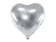 Balony i akcesoria - Balon foliowy Serce srebrne - 61 cm - 1 szt. - miniaturka - grafika 1