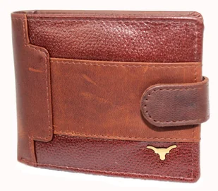 Portfel Męski Skórzany ANDREAS Skóra Licowa Mały Poziomy Z Zapięciem CZEKOLADOWY RFID HK5130B ML 11,5 x 9 x 3 [cm] - Portfele - miniaturka - grafika 3
