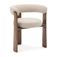 Fotele - Brązowy/beżowy fotel jadalniany z litego drewna jesionowego z podłokietnikami Granite – Kave Home - miniaturka - grafika 1