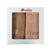 Ręczniki - Ręczniki Miss Lucy zestaw 2 sztuki Mąż Żona 70 x 140 cm brązowy + beżowy - miniaturka - grafika 1