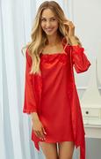 Piżamy damskie - Jacqueline Red LC 90249 czerwony satynowy trzycześciowy komplet, Kolor czerwony, Rozmiar S/M, LivCo Corsetti Fashion - Primodo.com - miniaturka - grafika 1