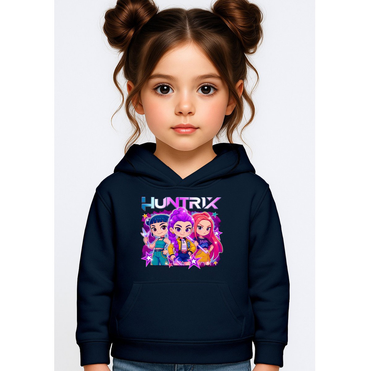 BLUZA DZIECIĘCA K-POPOWE ŁOWCZYNIE DEMONÓW HUNTRIX 134-140 Z KAPTUREM