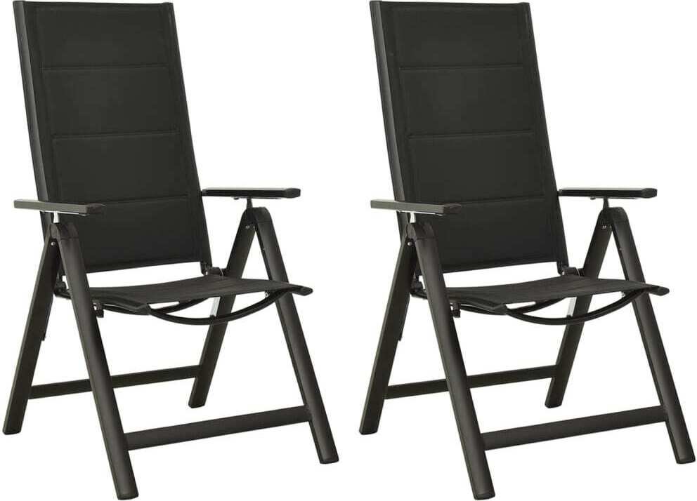Składane krzesła ogrodowe 2 szt. Tkanina i aluminium, czarne