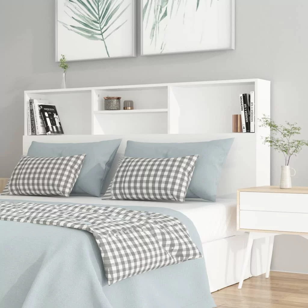 Lumarko Wezgłowie łóżka z półkami, białe, 160x19x103,5 cm