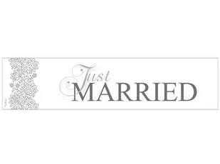 PartyDeco Tablica rejestracyjna "Just Married", srebrna TT79 - Wesele i ślub - miniaturka - grafika 1