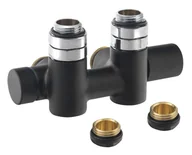 Akcesoria hydrauliczne - Sapho Twin Combi - Zestaw przyłączeniowy zaworu, przyłącze środkowe, prawe, rozstaw 50 mm, czarny mat CP461BS - miniaturka - grafika 1