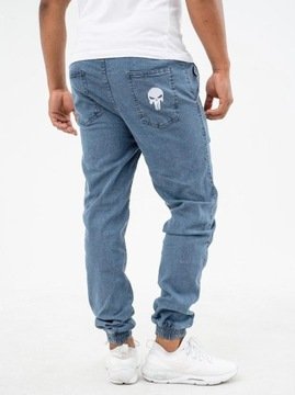 Spodnie Jeansowe Jogger Męskie Jasne Niebieskie Marvel Punisher XL