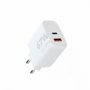 Ładowarki do telefonów - Ładowarka ścienna Ultra GaN2 67W USB-C PD,USB-A QC 3.0 Biała - miniaturka - grafika 1