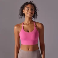 Koszulki i topy damskie - Stanik sportowy na ramiączkach - Różowy - miniaturka - grafika 1