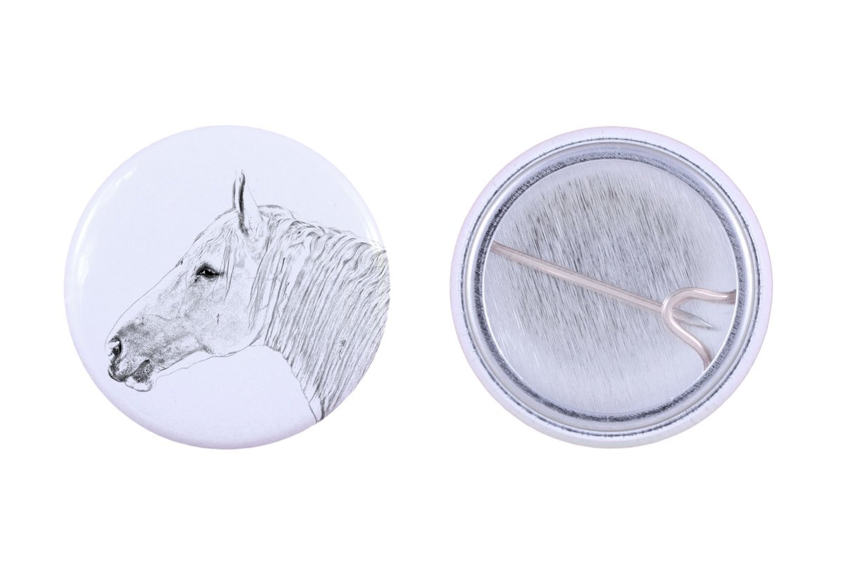 Koń Boulonnais - ozdoba koszuli, przypinka do torby, idealny prezent z możliwościa dodanie swojej grafiki marki Art-Dog