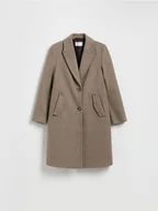 Płaszcze damskie - Reserved - Płaszcz z dodatkiem wełny - brązowy - miniaturka - grafika 1