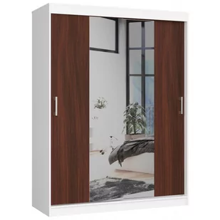 Szafa przesuwna AKORD CLP z lustrem Biała 150 cm - 2 drzwi, fronty kolor Wenge, mat, 6 półek - 150x60x200 cm - Szafy Szafa przesuwna AKORD CLP z lustrem Biała 150 cm - 2 drzwi, fronty kolor Wenge, mat, 6 półek - 150x60x200 cm - Szafy - miniaturka - grafika 1