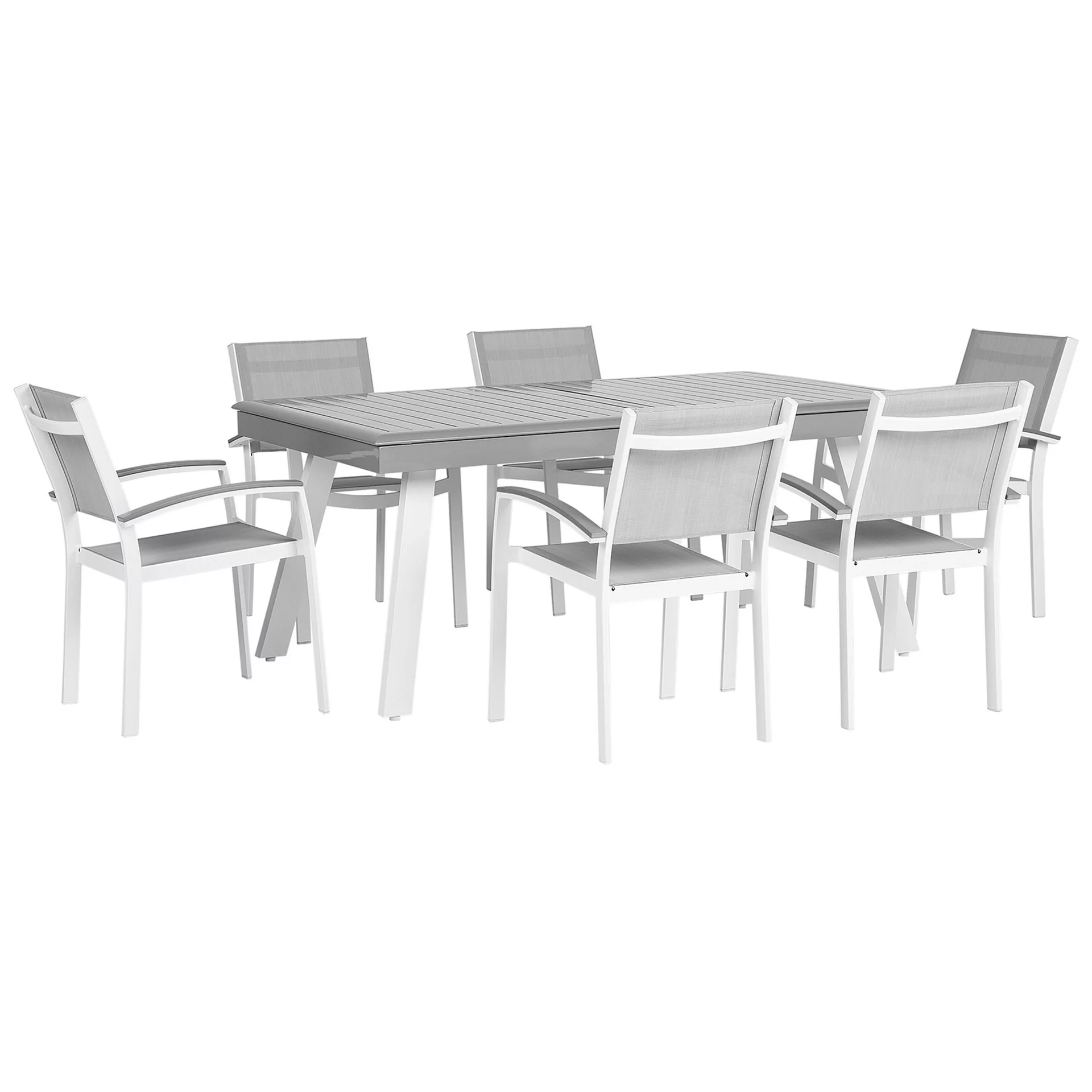 Beliani Zestaw ogrodowy stół 6 krzeseł szary PERETA