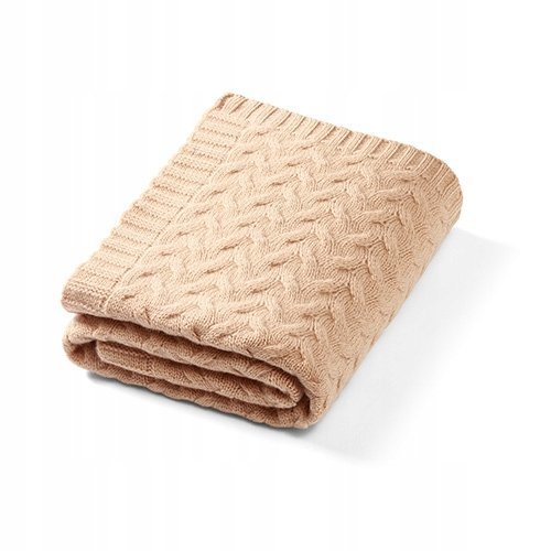 Kocyk wełna merino Babyono 75 x 100cm beżowy