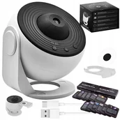 Projektory dla dzieci - PROJEKTOR GWIAZD PLANETARIUM OBROTOWY LED LAMPKA NOCNA USB 12 PROJEKCJI - miniaturka - grafika 1