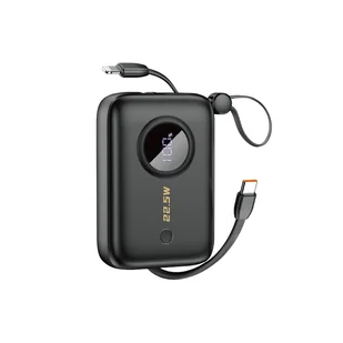 Powerbank Dudao K14 10000mAh z kablami USB-C / Lightning - czarny - Powerbanki - miniaturka - grafika 1